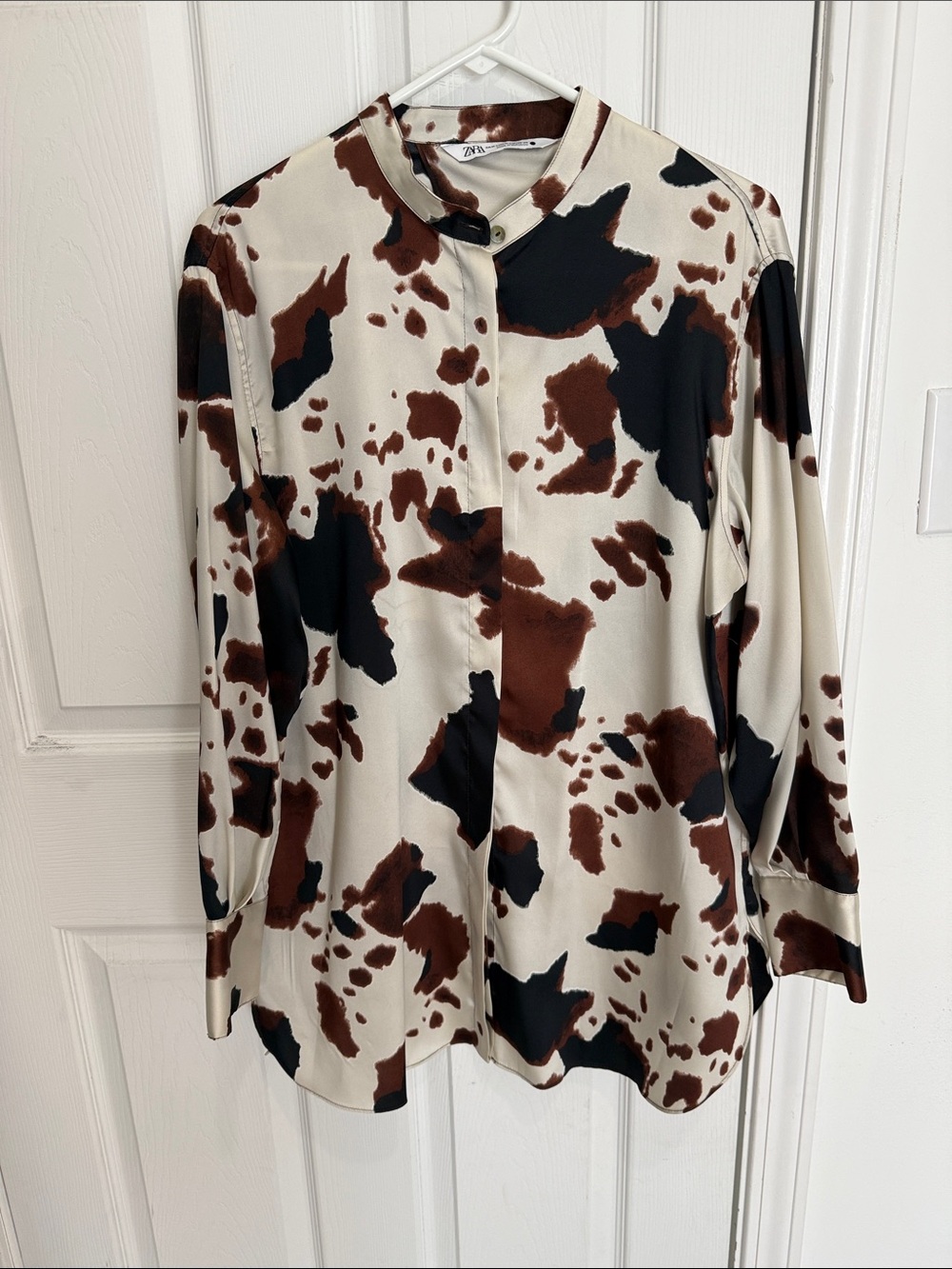 *NWOT* Zara LS Animal Print Blouse, Cow Print, Sz M-L